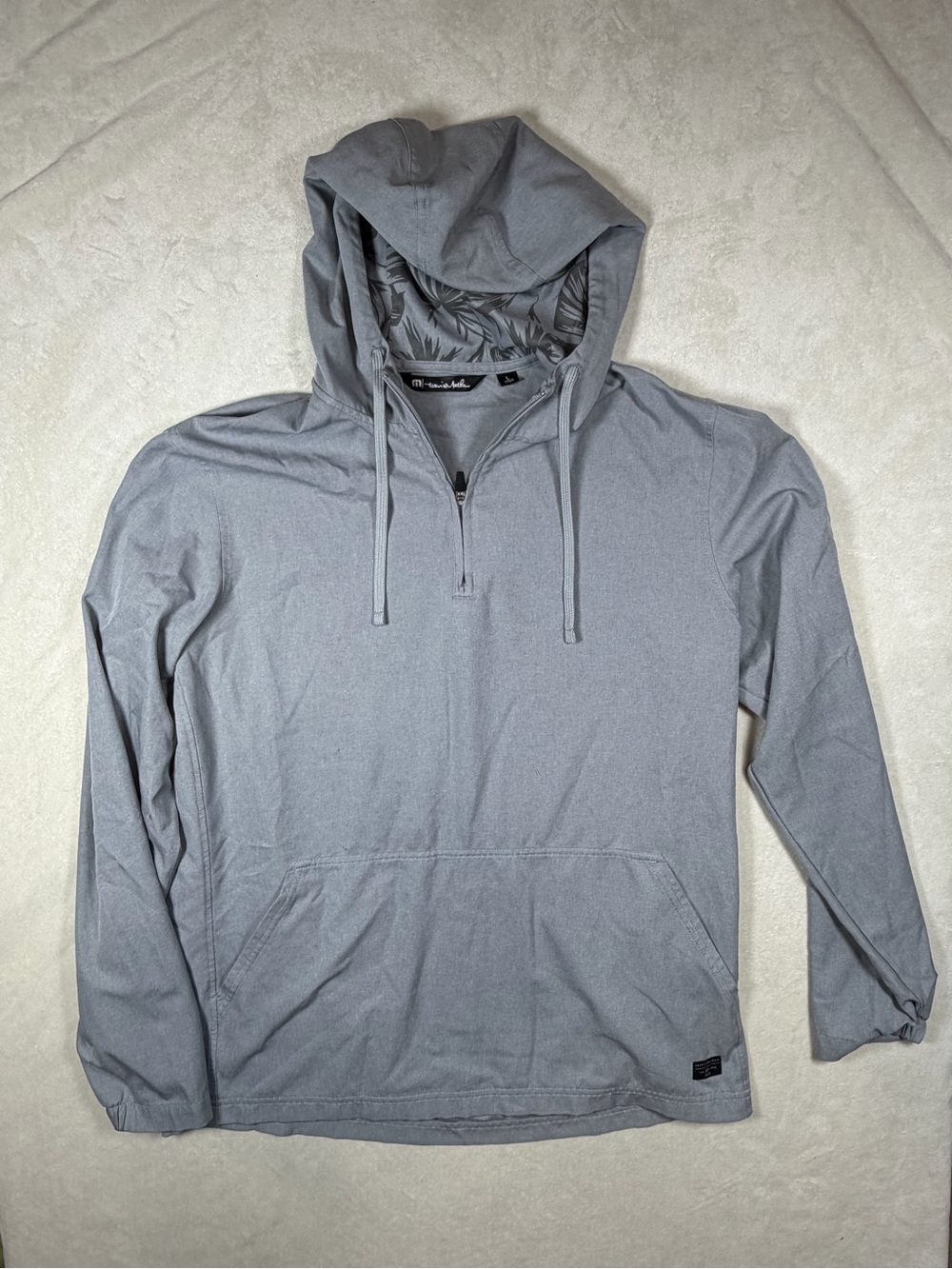 Travis Mathew Size Large Light Gray Lightweight Hooded Pullover Golf Sweater